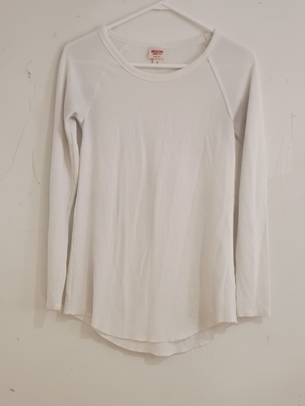 Mossimo Supply Co. White Ribbed Long-Sleeve Tee